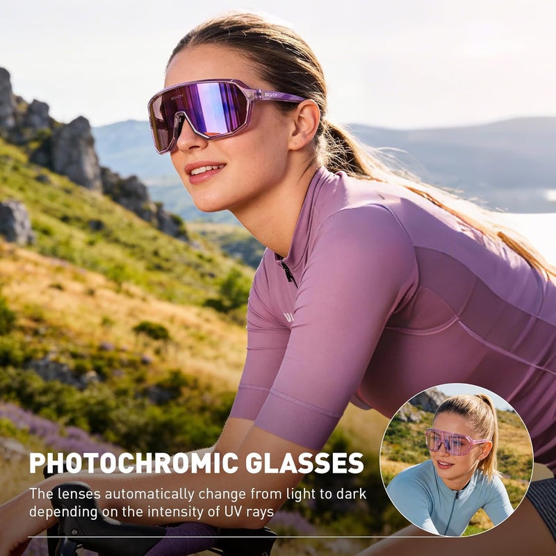 SCVCN Photochromic Cycling Glasses Men Women Clear Sports Sunglasses UV400 Protection for Cycling Running mtb DZ-S63 - Image 2